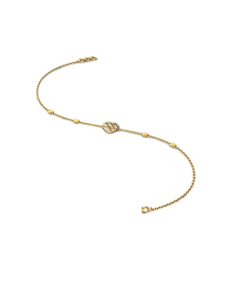 Candere By Kalyan Jewellers Yellow Gold SIIJ Diamond Starlet Bracelet For Women (Yellow Gold, 5.5)