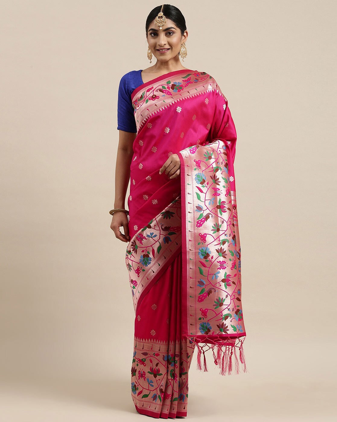 Buy ZILVIRA Woven Kanjivaram Pure Silk, Art Silk Pink Sarees Online @ Best  Price In India | Flipkart.com