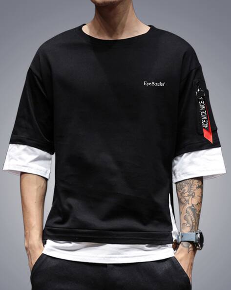 EYEBOGLER Colour-block Crew-Neck Regular Fit T-shirt