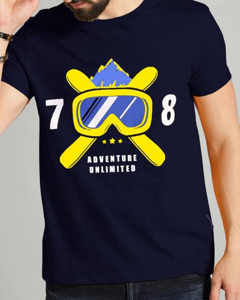 EYEBOGLER Graphic Print Crew- Neck T-shirt