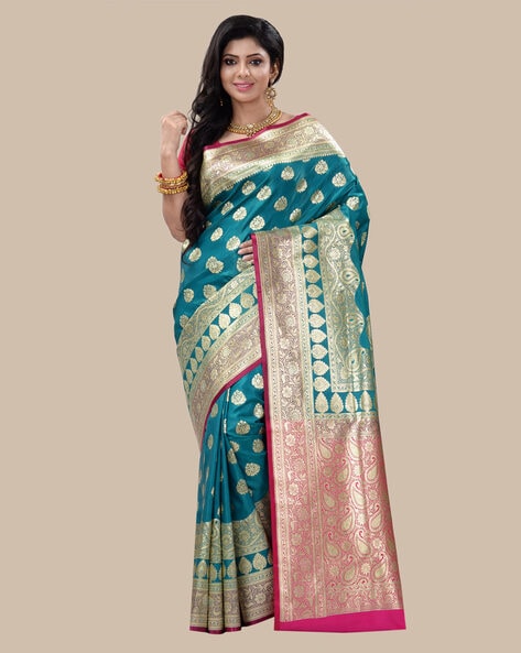 Buy Blue Sarees for Women by Silverfly Online | Ajio.com