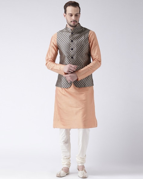 Silk Blend Kurta,Pajama And Waistcoat Sky Blue White Kurta Jacket Set,  Machine wash, Size: 38 at Rs 1300 in Mumbai