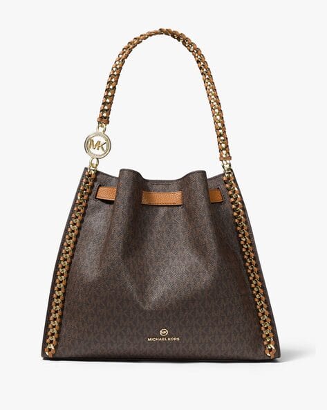 Buy Michael Kors Mina Large Logo Shoulder Bag | Brown Color Women 