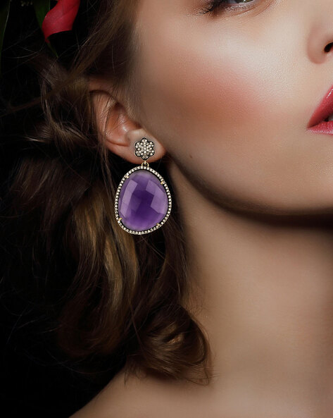 Lavender Pink Enamel Pearl Embellished Chandbali Earring | FashionCrab.com  | Pink enamel, Bold statement jewelry, Chandbali earrings
