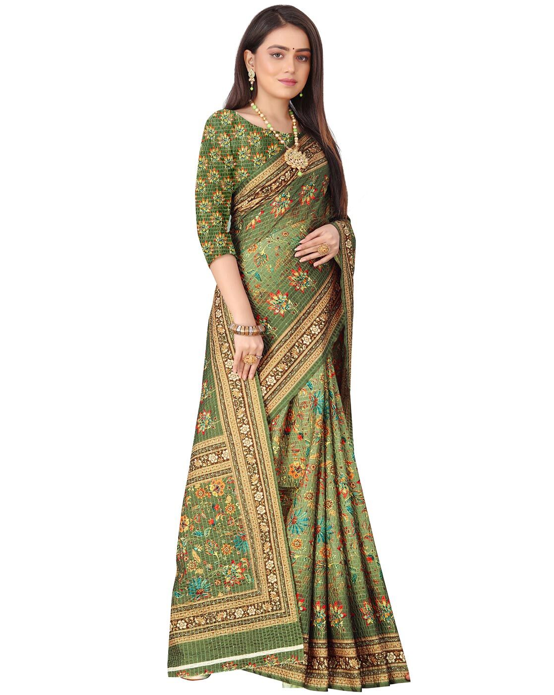 Buy ISK FABRICS Woman's Stylish Soft Silk Saree With Unique Blouse Piece ( Green) at Amazon.in