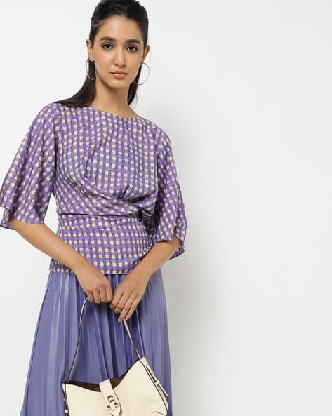 ISCENERY BY VERO MODA Checked Cotton Wrap Top
