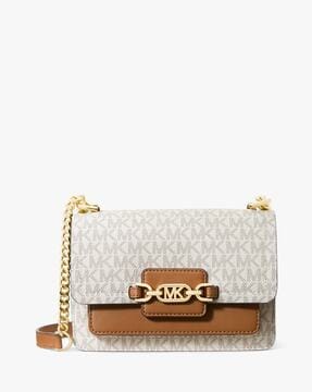Buy Michael Kors Heather Extra-Small Leather Crossbody Bag | White Color  Women | AJIO LUXE