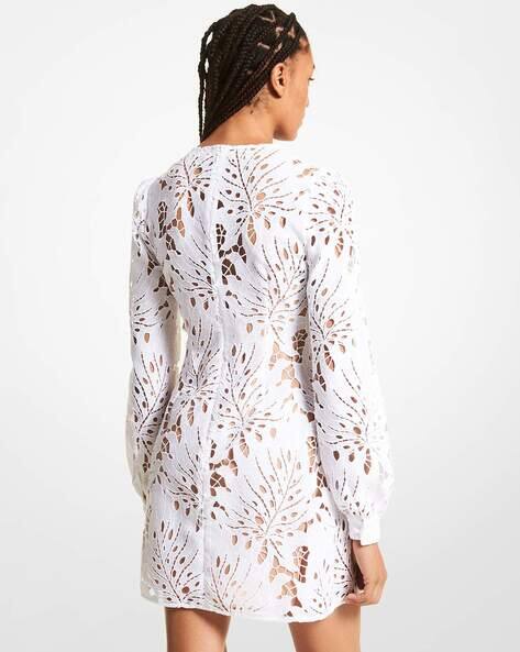 Buy Michael Kors Palm Lace Mini Dress | White Color Women