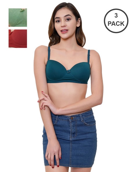Buy LORLIVA Women Multicolor Cotton Blend Pack of 3 Non-Padded Bra (40A)  Online at Best Prices in India - JioMart.
