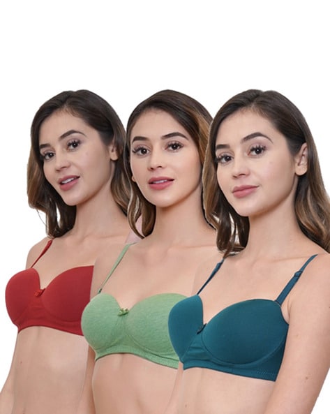 Buy LORLIVA Women Multicolor Cotton Blend Pack of 3 Non-Padded Bra (30A)  Online at Best Prices in India - JioMart.