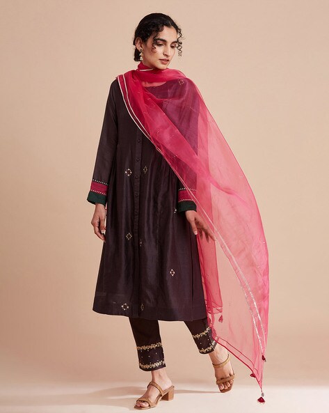 Solid Dupatta with Tassels Price in India