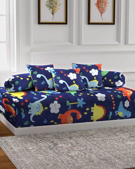 Klotthe Graphic Printed Single Bedsheet With 2 Bolster Covers & 3 Cushion Covers