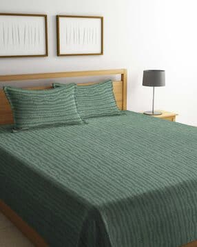 Floral Pure Cotton Woven Double Bed Cover with 2 Pillow Covers