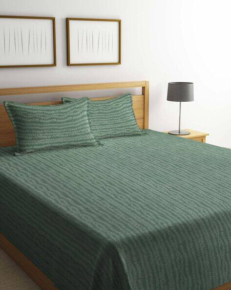KLOTTHE Floral Pure Cotton Woven Double Bed Cover with 2 Pillow Covers