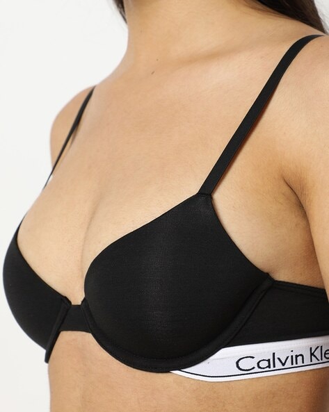 Calvin Klein D85 Women Black 100% Polyester Adjustable Strap Padded Bra Size  38D
