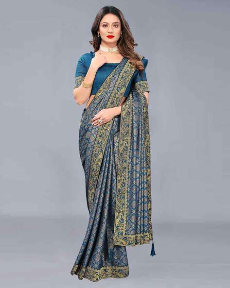 Buy Blue Sarees for Women by Silverfly Online
