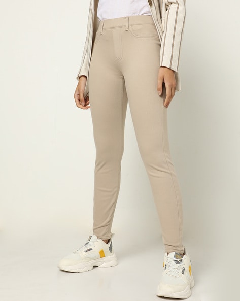 Juniper Pants  Buy Juniper Womens Beige Cotton Spendex Solid Straight Pant  Online  Nykaa Fashion