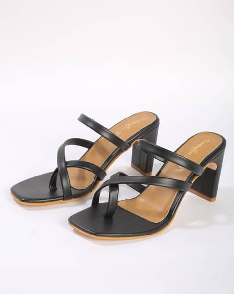 Multi-Straps Block Heels with Toe-Ring