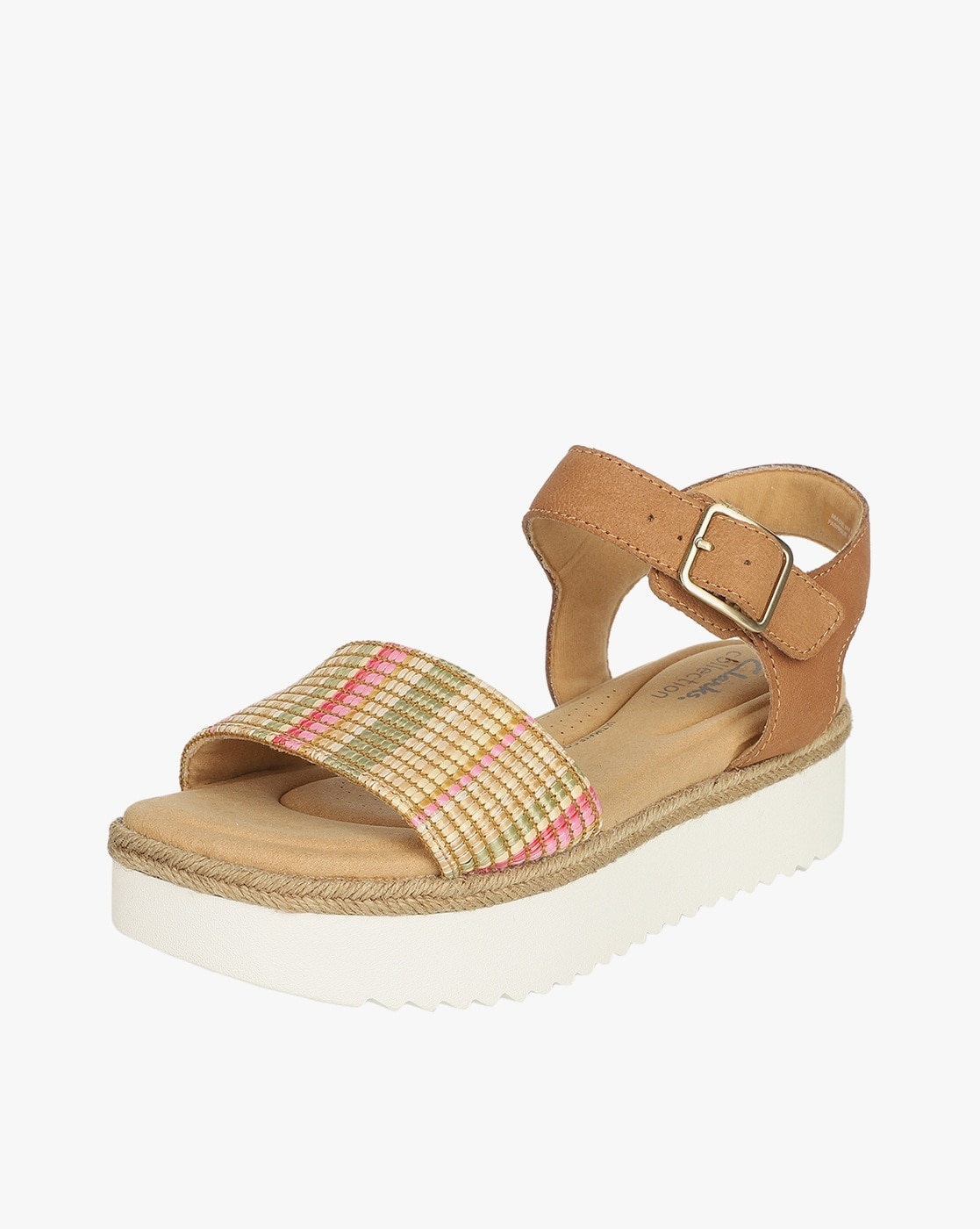 Textured Strap Slingback Flatform Sandals