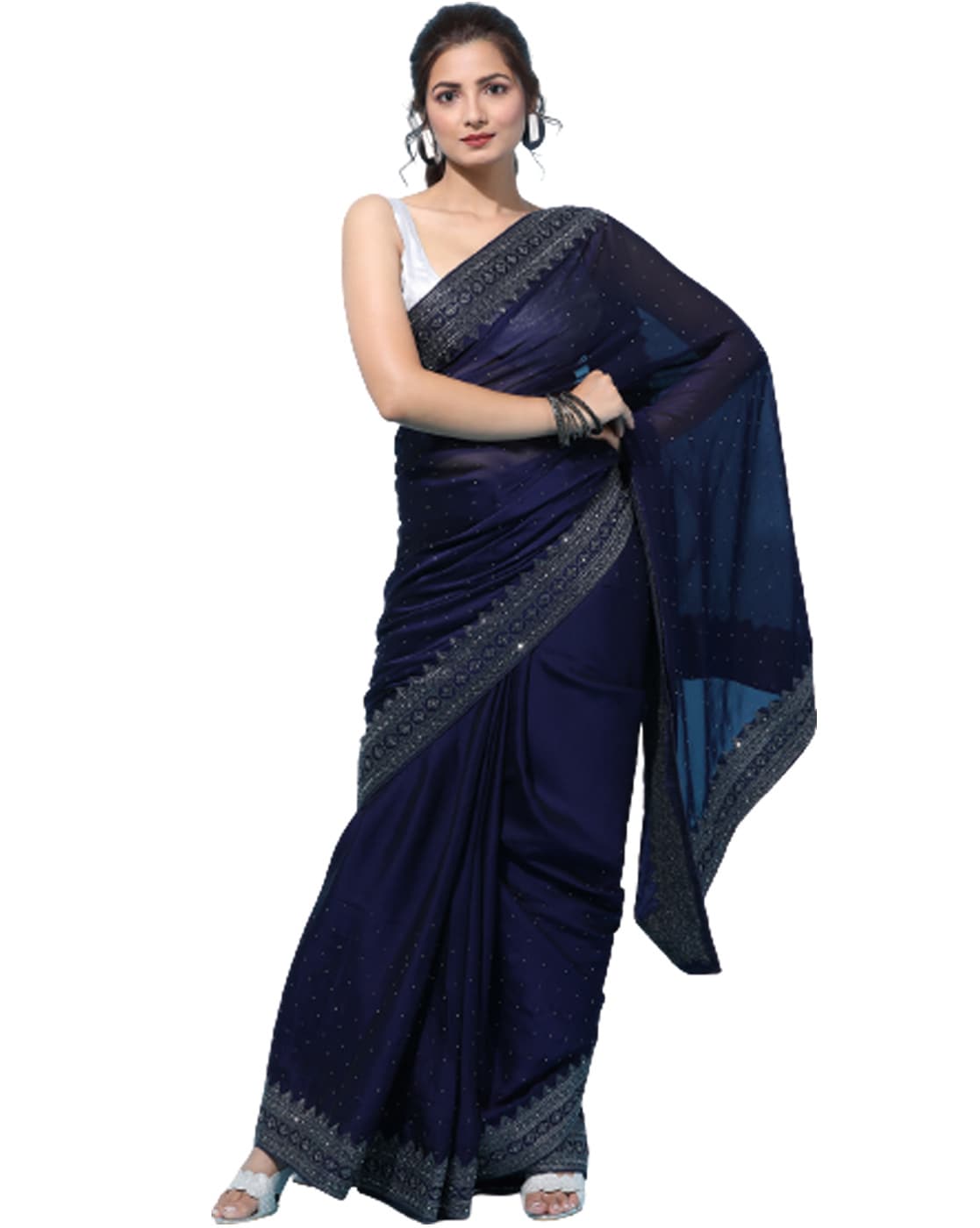 Buy Navy Blue Sarees for Women by KASEE Online | Ajio.com