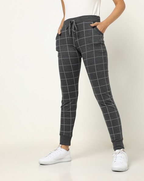 Womens checked joggers sale