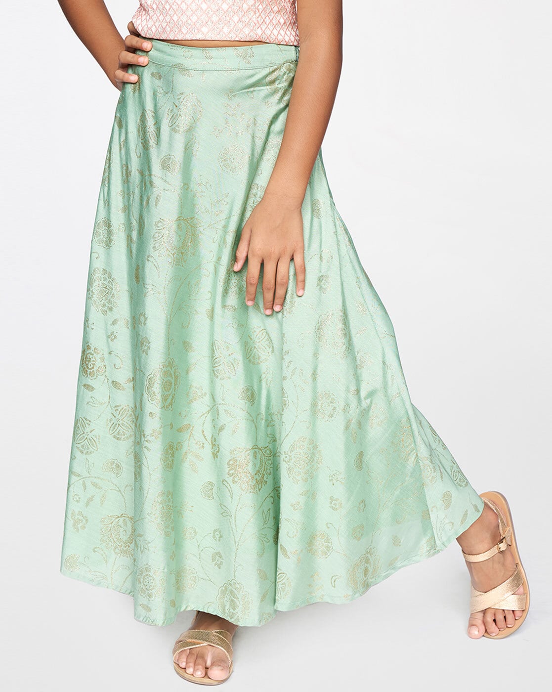 Buy INDYA Green Womens Sea Foam Georgette Maxi Skirt with Can  Shoppers  Stop