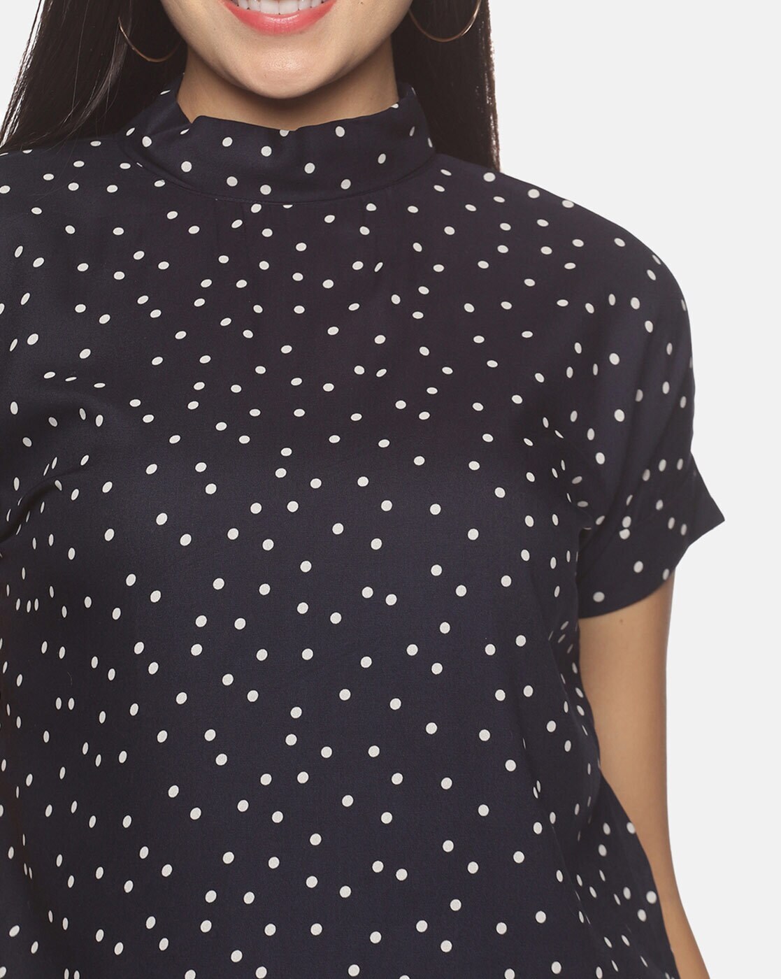 Polka dot outlet high neck top