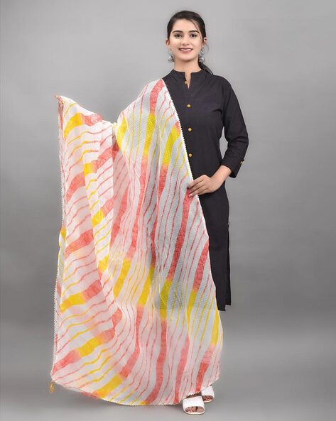 Striped Lace Dupatta Price in India