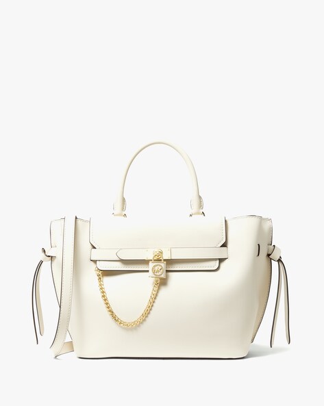 Buy Michael Kors Hamilton Legacy Large Leather Belted Satchel | White Color  Women | AJIO LUXE