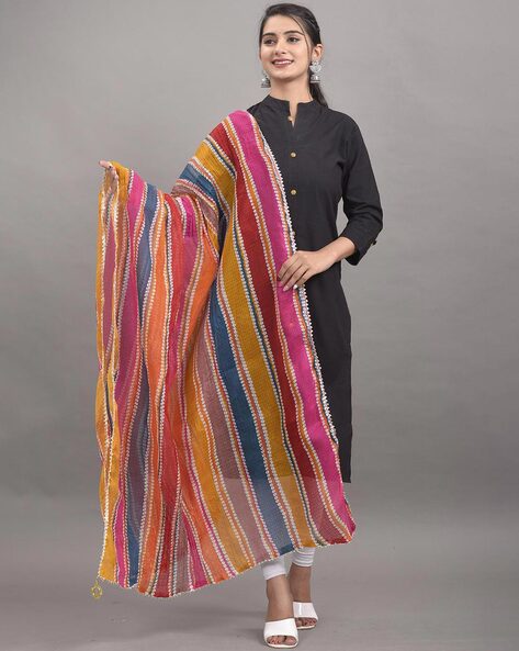 Striped Lace Dupatta Price in India