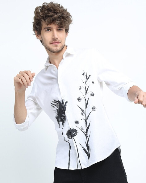 White shirt clearance for men printed