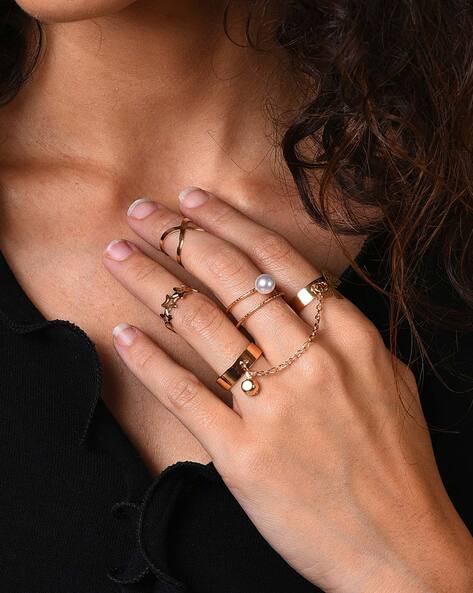 Buy SOHI Gold Plated Design Detailed Finger Ring Online