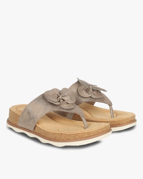 Clarks Thong-Strap Heeled Sandals with Applique