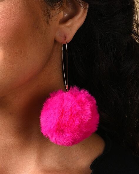 Pink fuzzy deals earrings