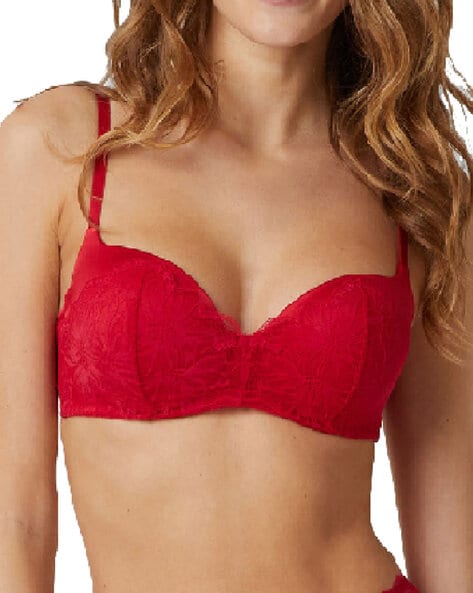 Buy Yamamay Lace Lightly-Padded Bra, Red Color Women