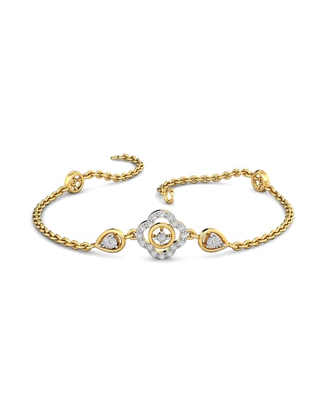 Candere By Kalyan Jewellers Yellow Gold SIIJ Diamond Starlet Bracelet For Women (Yellow Gold, 5.5)
