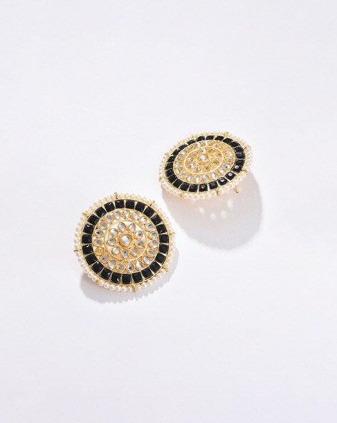 Buy Gold Plated Kundan Stud Earrings by Neeta Boochra Online at Aza  Fashions.