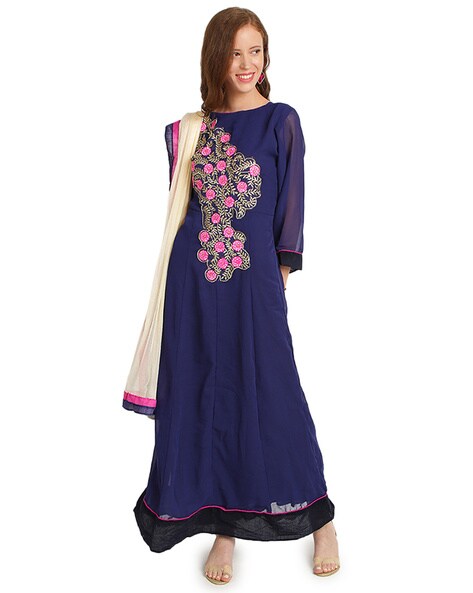 Floral Pattern Salwar with Embroidery Detail Price in India