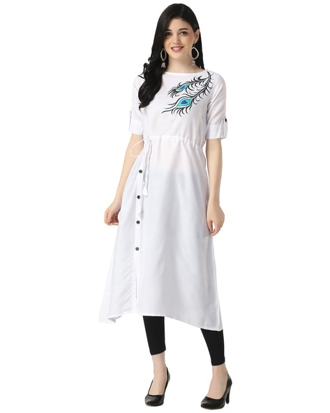 Ladies Georgette Printed White Kurti, Size: XL at Rs 500/piece in Pune |  ID: 17540541430