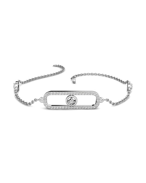 Redline Jewerly - Solitaire - Chain Bracelet For Women with 0.08ct Round  Diamond in White Gold Prong Setting - Redline