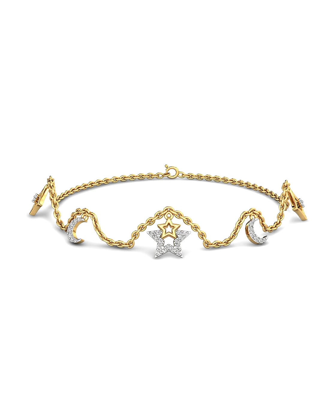 Candere By Kalyan Jewellers Yellow Gold SIIJ Diamond Starlet Bracelet For Women (Yellow Gold, 5.5)