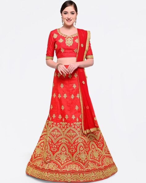 LooknBook Art Women's Cotton Semi-Stitched Lehenga Choli (1608_Maroon_Free  Size) : Amazon.in: Fashion