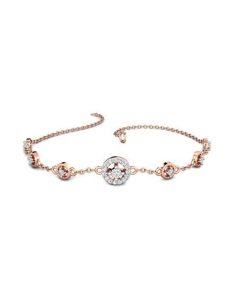 Rose Gold Plated Feather Friendship Bracelet Created with Zircondia®  Crystals by Philip Jones Jewellery