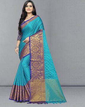 Buy Blue Sarees for Women by LYUNICA 