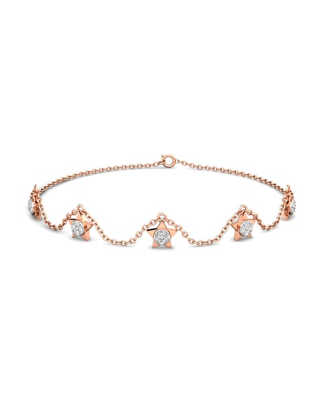 Diamond Star Station Bracelet in Rose Gold, 7.5