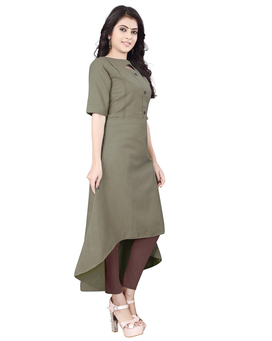 Buy Mehendi Green Kurtas for Women by OM SAI LATEST CREATION ...