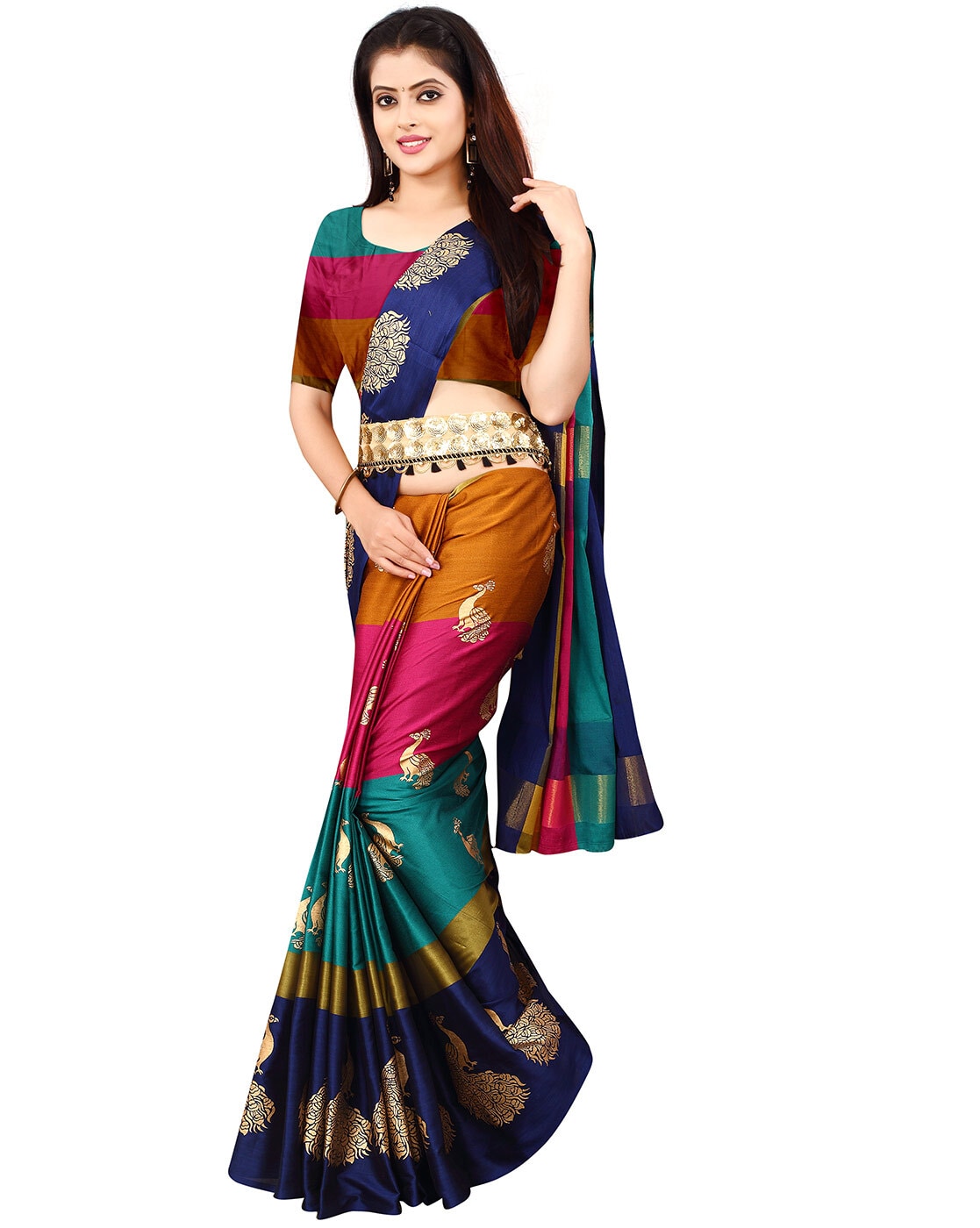 Buy Green Sarees for Women by OM SAI LATEST CREATION Online | Ajio.com