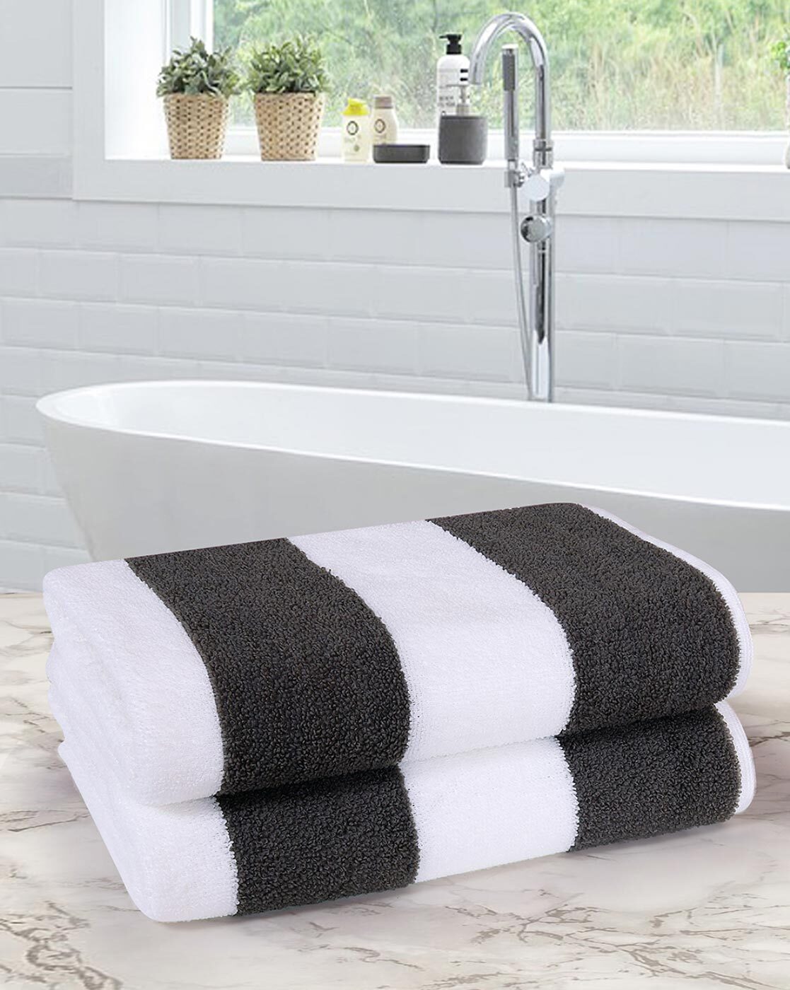 Buy Grey White Towels Bath Robes for Home Kitchen by ROMEE