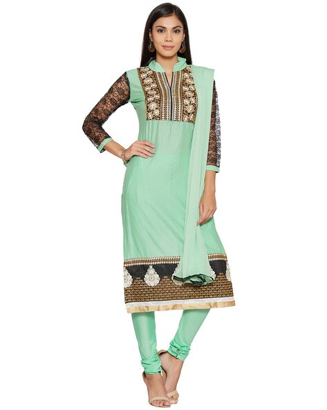 Embellished Unstitched Dress Material Price in India