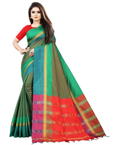 Buy Om Sai Latest Creation Women's Cotton-Silk Saree With Blouse Piece  Material Online at desertcartINDIA